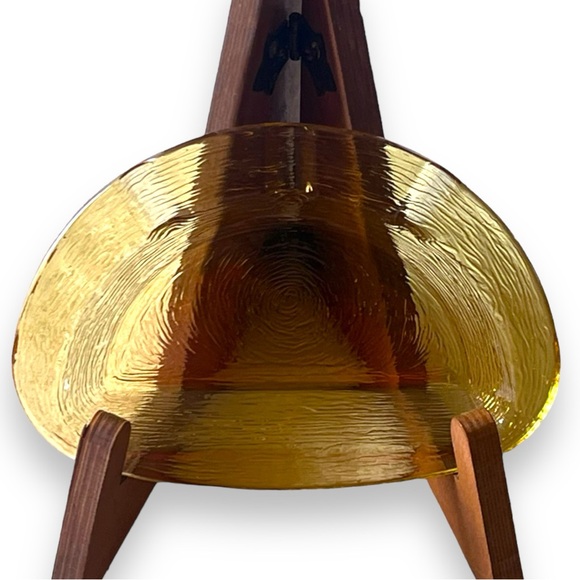 VTG MCM Honey Pressed Glass Ashtray | Set of Two Half Moon - Picture 11 of 13